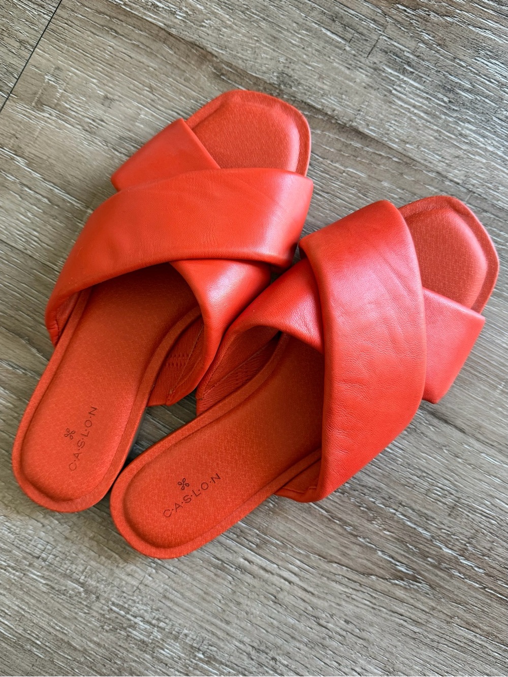 Caslon Orange Cross-Band Slide Sandals - 8.5